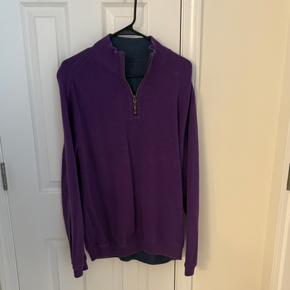 Tommy Bahama Men's Purple Zip-Up Sweater